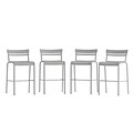 Flash Furniture Nash Modern Steel Slat-Back Barstool, Silver, 4 Pieces/Pack (4XUCH10318BSL)