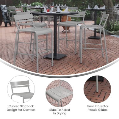 Flash Furniture Nash Modern Steel Slat-Back Barstool, Silver, 4 Pieces/Pack (4XUCH10318BSL)