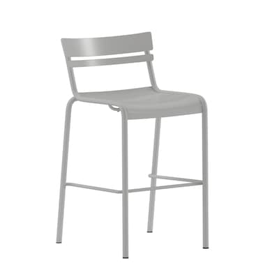 Flash Furniture Nash Modern Steel Slat-Back Barstool, Silver (XUCH10318BSIL)