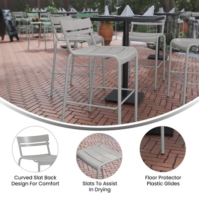 Flash Furniture Nash Modern Steel Slat-Back Barstool, Silver (XUCH10318BSIL)