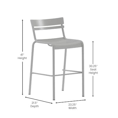 Flash Furniture Nash Modern Steel Slat-Back Barstool, Silver (XUCH10318BSIL)
