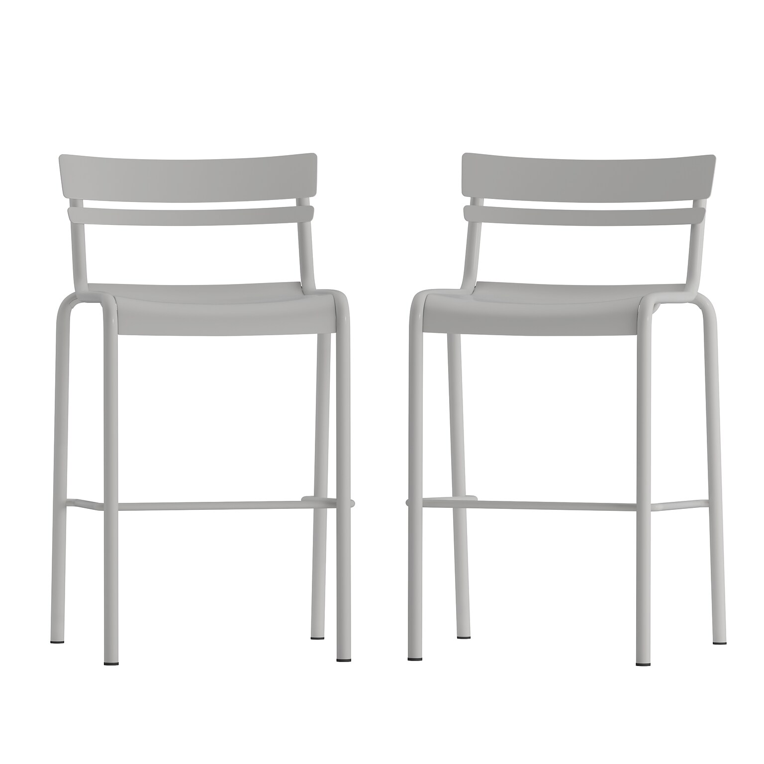 Flash Furniture Nash Modern Steel Slat-Back Barstool, Silver, 2 Pieces/Pack (2XUCH10318BSL)