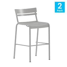 Flash Furniture Nash Modern Steel Slat-Back Barstool, Silver, 2 Pieces/Pack (2XUCH10318BSL)