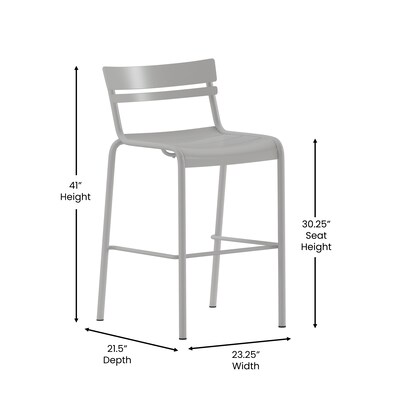 Flash Furniture Nash Modern Steel Slat-Back Barstool, Silver, 2 Pieces/Pack (2XUCH10318BSL)