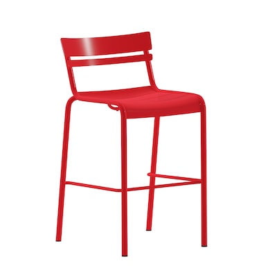 Flash Furniture Nash Modern Steel Slat-Back Barstool, Red (XUCH10318BRED)