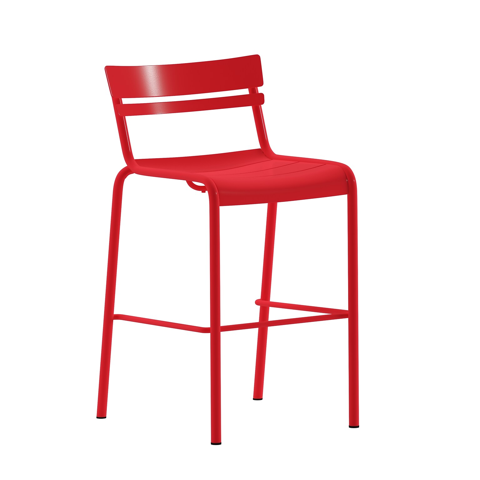 Flash Furniture Nash Modern Steel Slat-Back Barstool, Red (XUCH10318BRED)