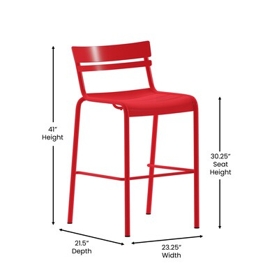 Flash Furniture Nash Modern Steel Slat-Back Barstool, Red (XUCH10318BRED)