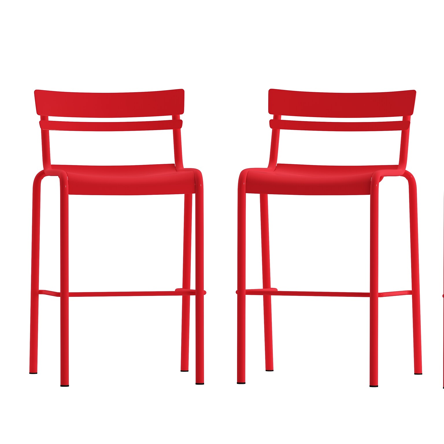 Flash Furniture Nash Modern Steel Slat-Back Barstool, Red, 2 Pieces/Pack (2XUCH10318BRD)