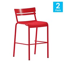 Flash Furniture Nash Modern Steel Slat-Back Barstool, Red, 2 Pieces/Pack (2XUCH10318BRD)