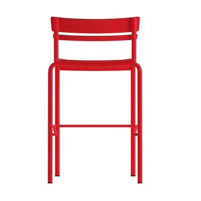 Flash Furniture Nash Modern Steel Slat-Back Barstool, Red, 2 Pieces/Pack (2XUCH10318BRD)