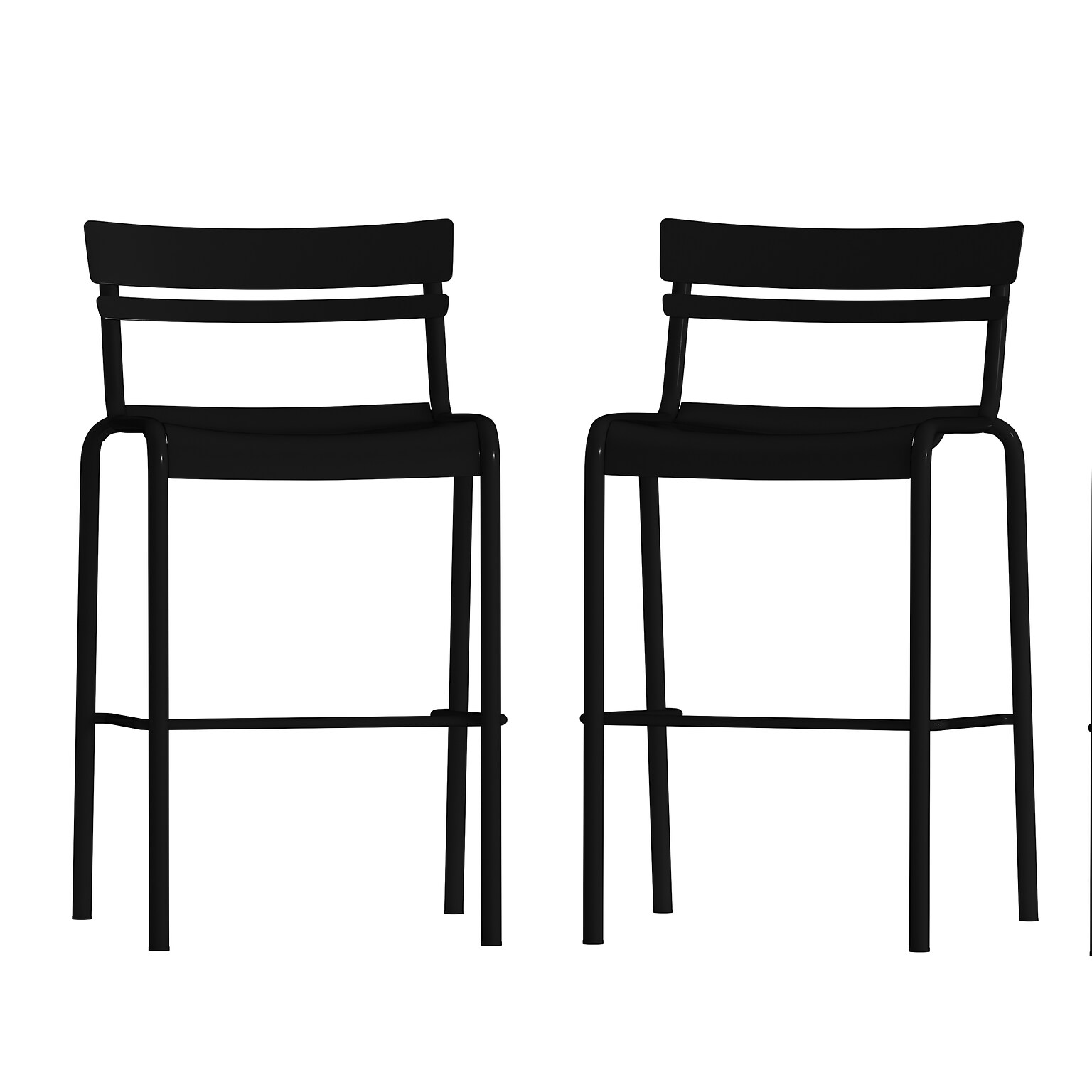 Flash Furniture Nash Modern Steel Slat-Back Barstool, Black, 2 Pieces/Pack (2XUCH10318BBK)