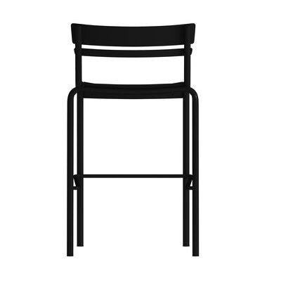 Flash Furniture Nash Modern Steel Slat-Back Barstool, Black, 2 Pieces/Pack (2XUCH10318BBK)