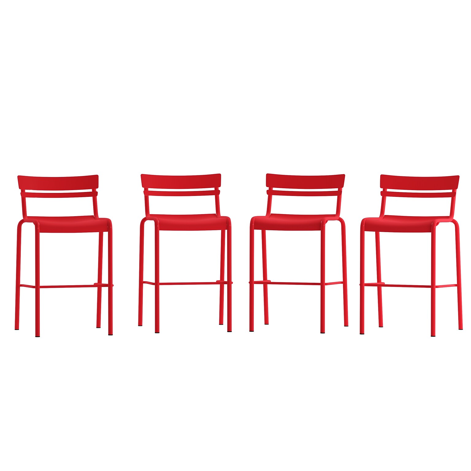 Flash Furniture Nash Modern Steel Slat-Back Barstool, Red, 4 Pieces/Pack (4XUCH10318BRD)