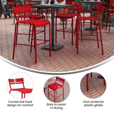 Flash Furniture Nash Modern Steel Slat-Back Barstool, Red, 4 Pieces/Pack (4XUCH10318BRD)