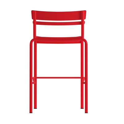 Flash Furniture Nash Modern Steel Slat-Back Barstool, Red, 4 Pieces/Pack (4XUCH10318BRD)