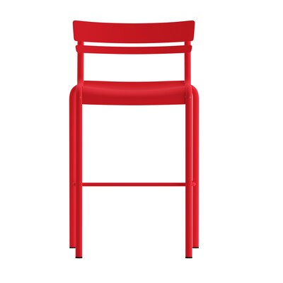 Flash Furniture Nash Modern Steel Slat-Back Barstool, Red, 4 Pieces/Pack (4XUCH10318BRD)