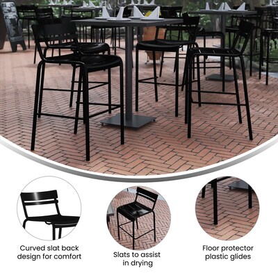 Flash Furniture Nash Modern Steel Slat-Back Barstool, Black, 4 Pieces/Pack (4XUCH10318BBK)