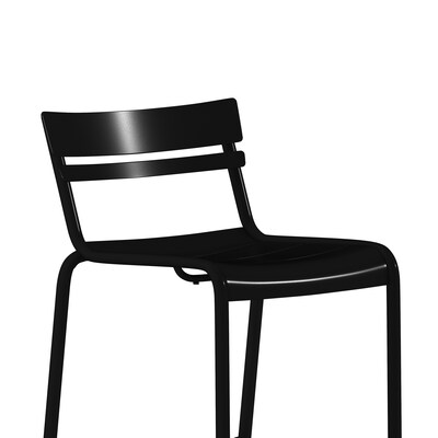 Flash Furniture Nash Modern Steel Slat-Back Barstool, Black, 4 Pieces/Pack (4XUCH10318BBK)