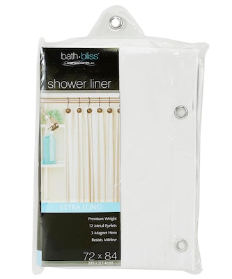 Bath Bliss Shower Liner, Extra Long, White (5671)
