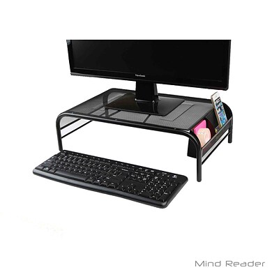 Mind Reader MESHM-BLK Metal Mesh Monitor Stand with No Drawer, Black