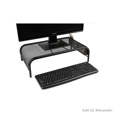 Mind Reader MESHM-BLK Metal Mesh Monitor Stand with No Drawer, Black