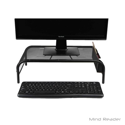 Mind Reader MESHM-BLK Metal Mesh Monitor Stand with No Drawer, Black