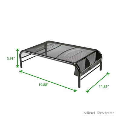 Mind Reader Ventilated Monitor Stand and Laptop Riser with Side Storage, Black (MESHM-BLK)