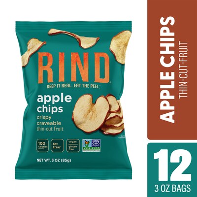 Rind Apple Thin-Cut Fruit Chips, 3 Oz, 12/Box (307-00386)