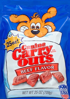 Canine Carry Outs Beef Flavor Dog Treats, 25 Ounce Bag, 6/Carton (SMU50154CS)