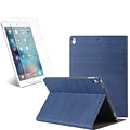 Vangoddy Vintage Grain Portfolio Case for iPad Pro 10.5, Blue+ Temper Glass Screen Protector (IPPLEA362SCR105)