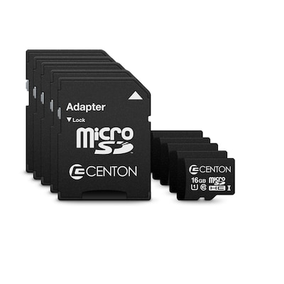 Centon Micro 16GB SDHC Memory Card, UHS1, 5/Pack (S1-MSDHU1-16G5B)