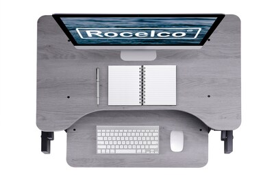 Rocelco 32"W Adjustable Standing Desk Converter, Gray (R ADRG)