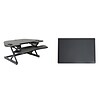 Rocelco 46W 5-18H Adjustable Corner Standing Desk Converter with Anti Fatigue Mat, Black (R CADRB