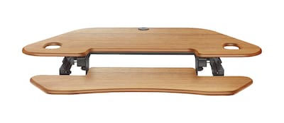 Rocelco 46"W 5"-18"H Adjustable Corner Standing Desk Converter, Teak Wood Grain(R CADRT-46)