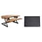 Rocelco 46W 5-18H Adjustable Corner Standing Desk Converter with Anti Fatigue Mat, Teak Wood Grai