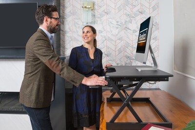 Rocelco 40"W Manual Adjustable Standing Desk Converter, Black (R DADRB-40)