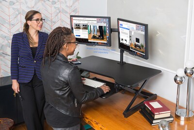 Rocelco 40"W Manual Adjustable Standing Desk Converter, Black (R DADRB-40)