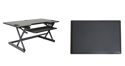 Rocelco 46W 5-20H Large Adjustable Standing Desk Converter with Anti Fatigue Mat, Black (R DADRB-46-MAFM)
