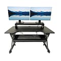 Rocelco 40W 5-20H Adjustable Standing Desk Converter with ACUSB Dual Monitor Stand, Black (R DADR