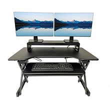 Rocelco 40W 5-20H Adjustable Standing Desk Converter with ACUSB Dual Monitor Stand, Black (R DADR