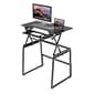Rocelco 40"W 34"-49"H Full Standing Desk with Converter and Floor Stand, Retractable Keyboard Riser, Black (R DADRB-40-FS2)