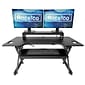 Rocelco 46"W 5"-20"H Large Adjustable Standing Desk Converter with AC USB Charger Dual Monitor Stand, Black (R DADRB-46-DMS)