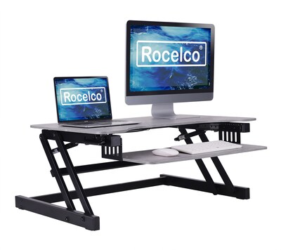 Rocelco 37.5W 5-17H Adjustable Standing Desk Converter, Gray (R DADRG)