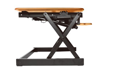 Rocelco 40"W 5"-20"H Adjustable Standing Desk Converter with Anti Fatigue Mat, Teak (R DADRT-40-MAFM)