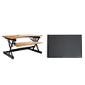 Rocelco 40W 5-20H Adjustable Standing Desk Converter with Anti Fatigue Mat, Teak (R DADRT-40-MAFM