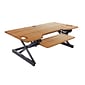 Rocelco 46"W 5"-20"H Large Standing Desk Converter, Stand Up Triple Monitor Riser, Teak Wood Grain (R DADRT-46)