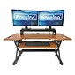 Rocelco 46"W 5"-20"H Adjustable Standing Desk Converter with ACUSB Charger Dual Monitor Stand, Teak (R DADRT-46-DMS)