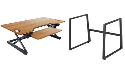 Rocelco 46W 34-49H Large Full Standing Desk with Converter and Floor Stand, Teak (R DADRT-46-FS2)