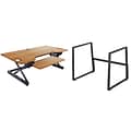 Rocelco 46W 34-49H Large Full Standing Desk with Converter and Floor Stand, Teak (R DADRT-46-FS2)
