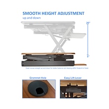 Rocelco 46W 5-20H Large Standing Desk Converter, Stand Up Triple Monitor Riser, Teak Wood Grain (
